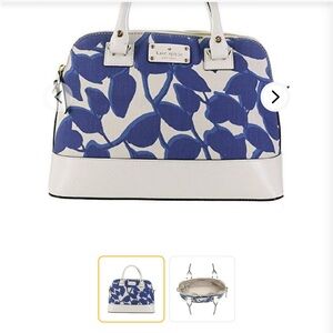 Kate Spade Blue and White Wellesley Fabric Leaves Bag